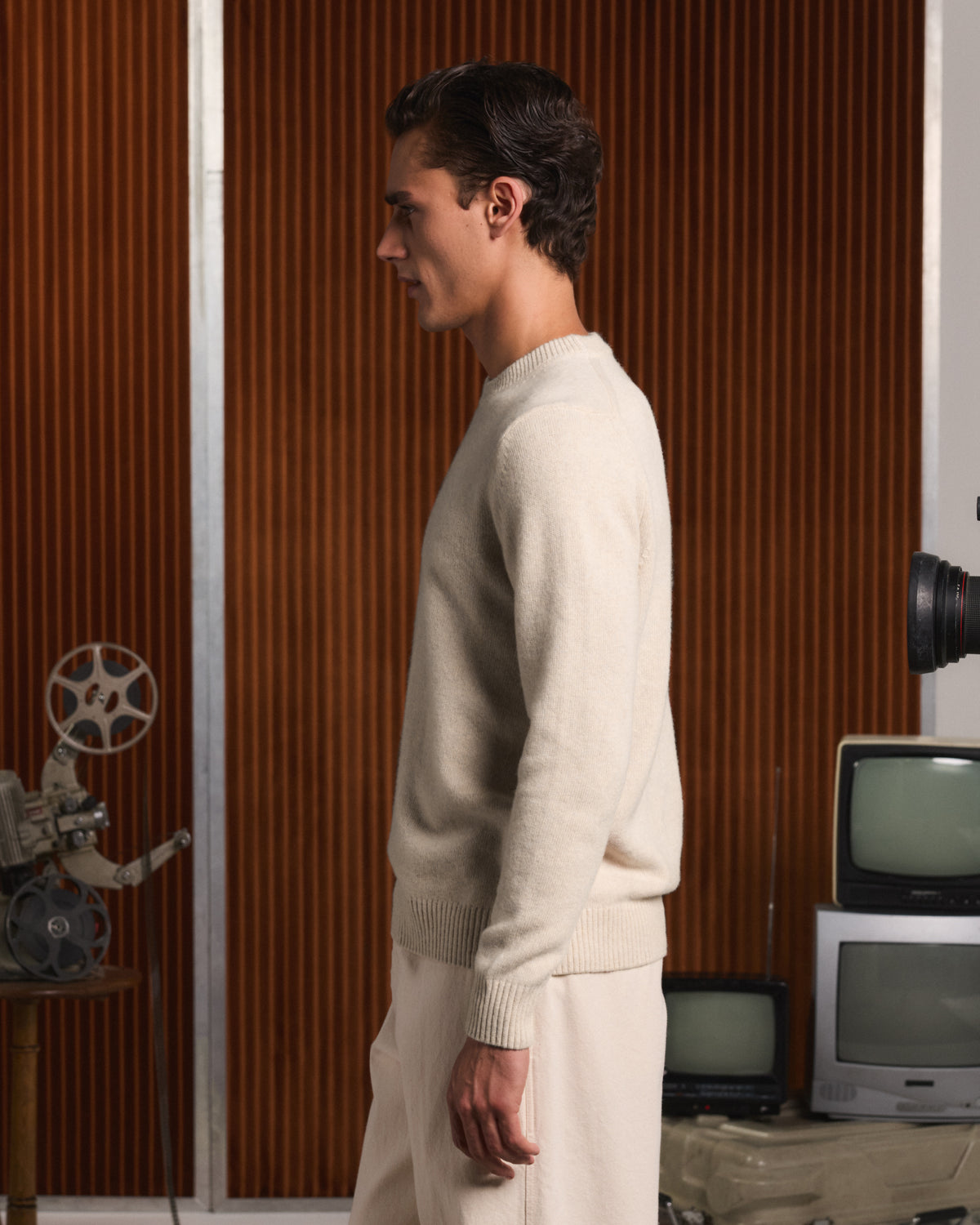 Pull en laine mérinos beige