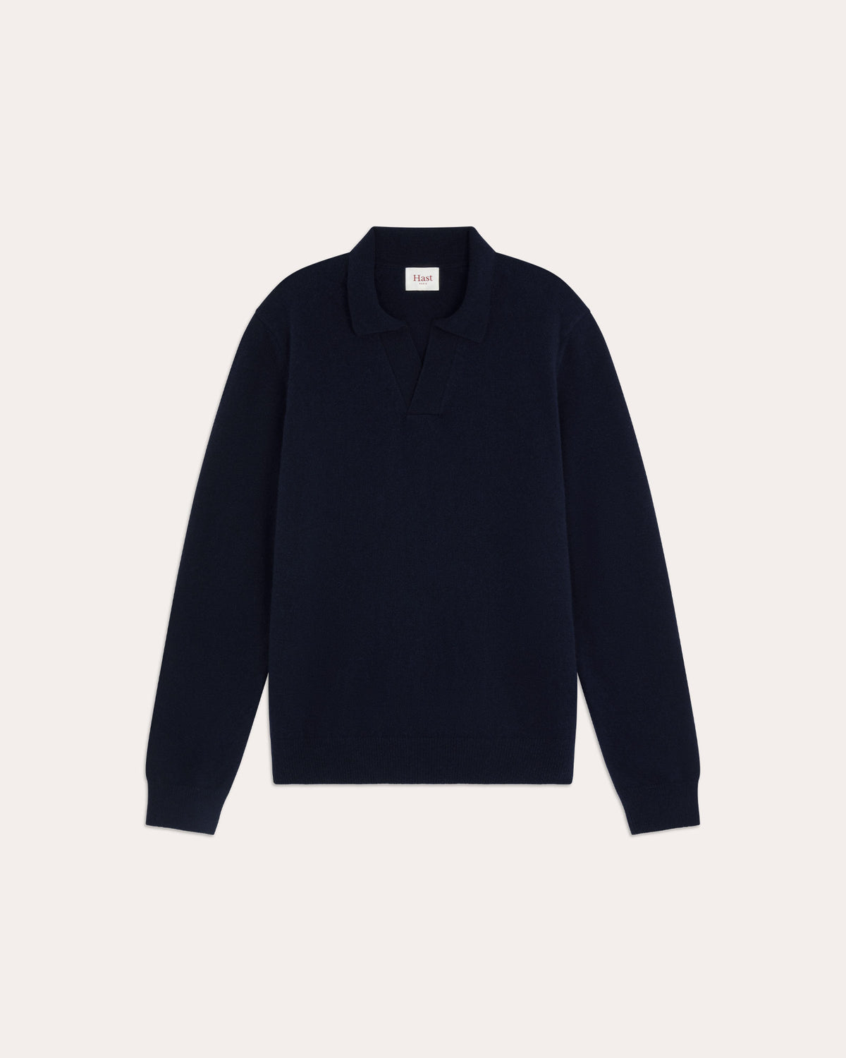Pull col polo en laine mérinos extrafine marine