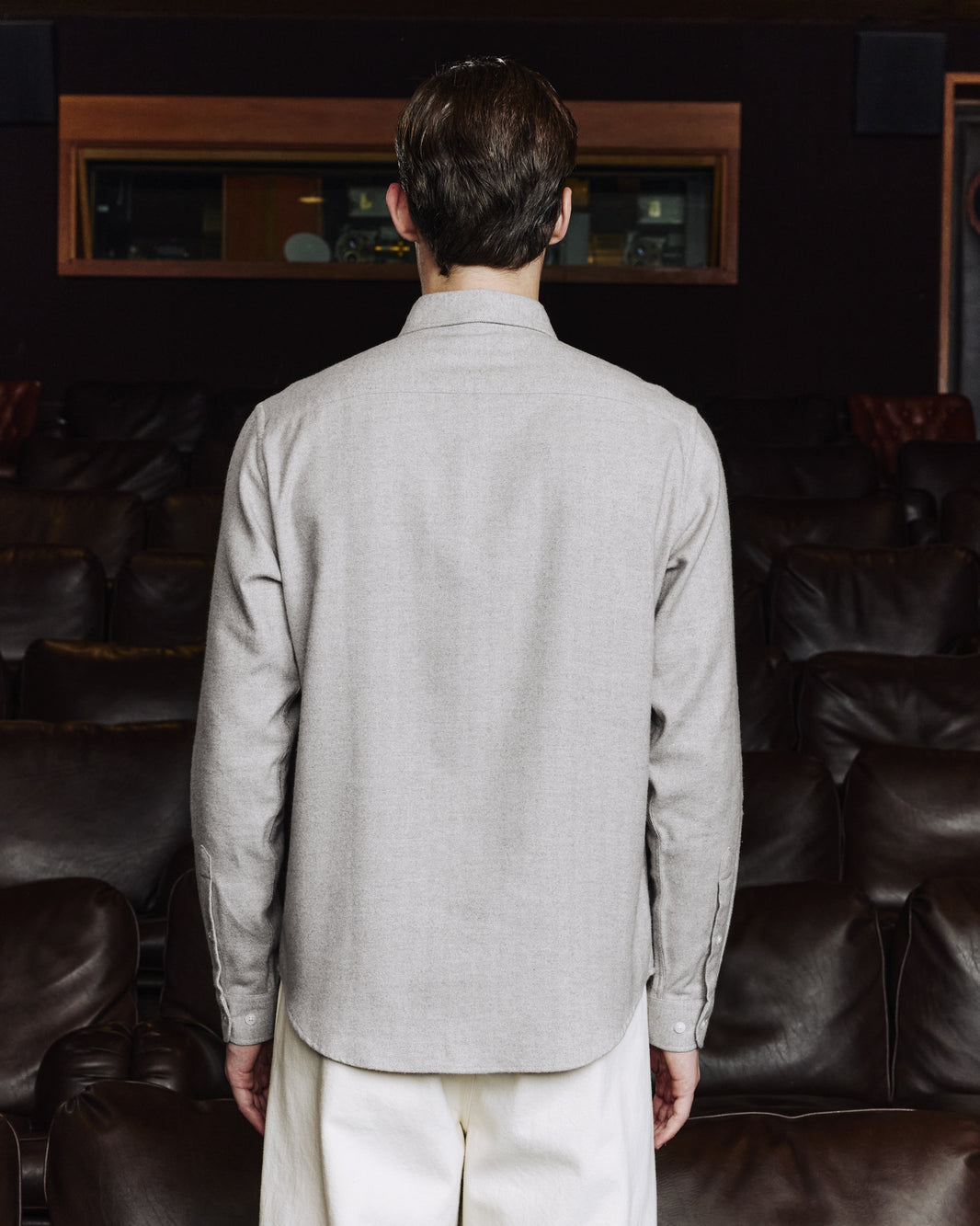 Chemise en flanelle de coton chevrons gris