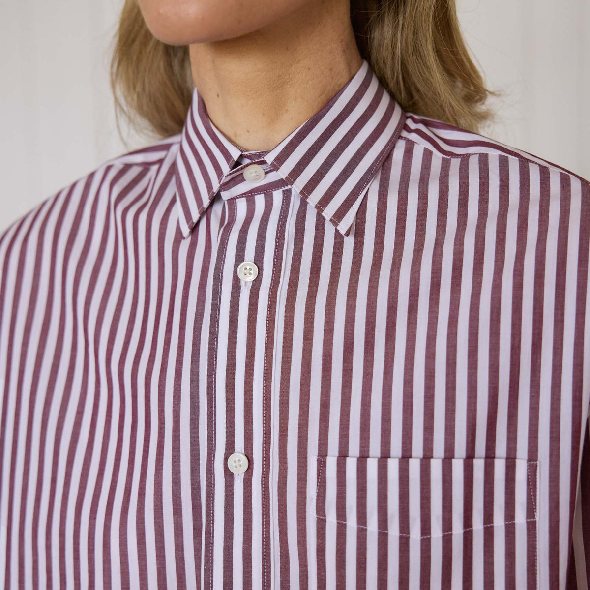 Burgundy striped cotton shirt
