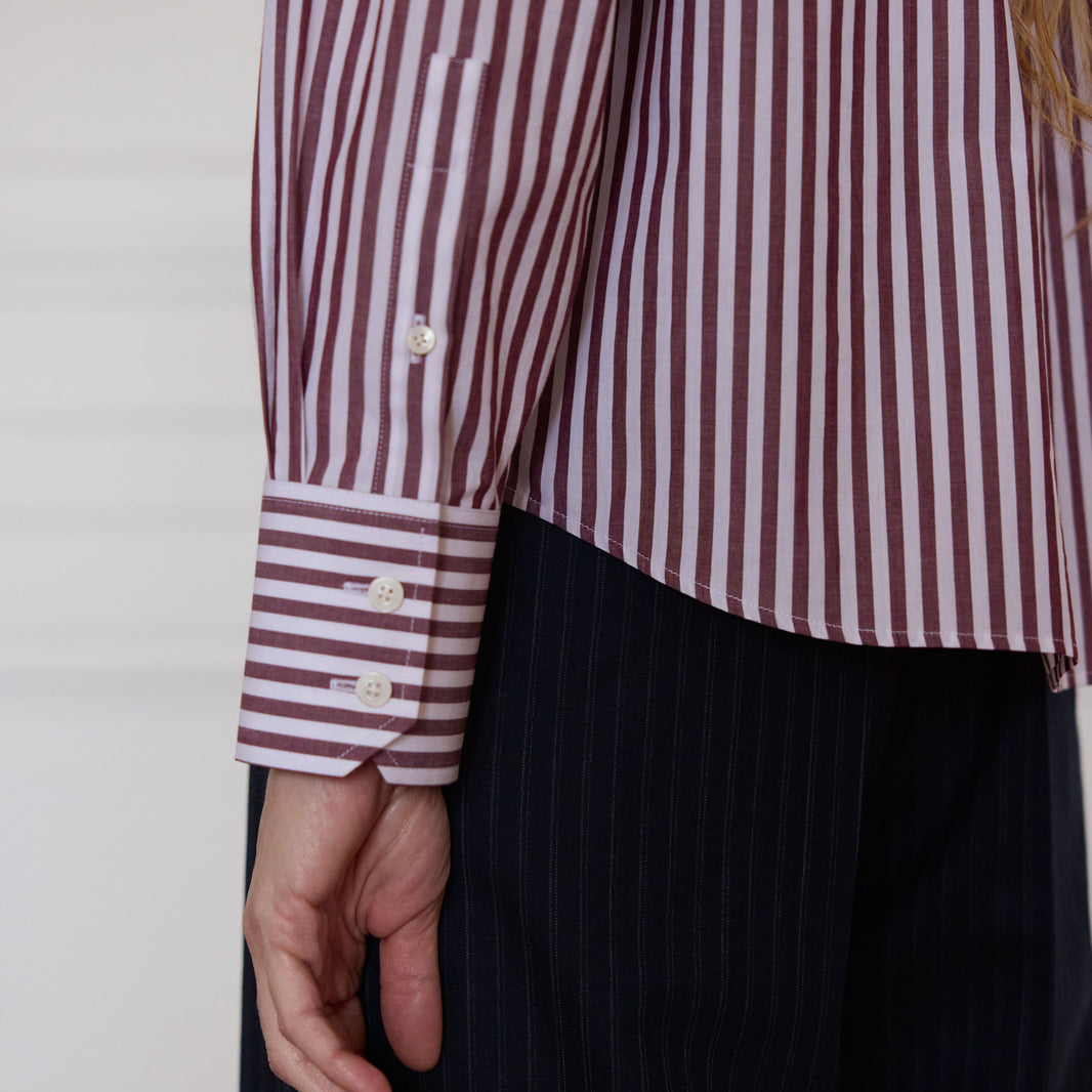 Burgundy striped cotton shirt