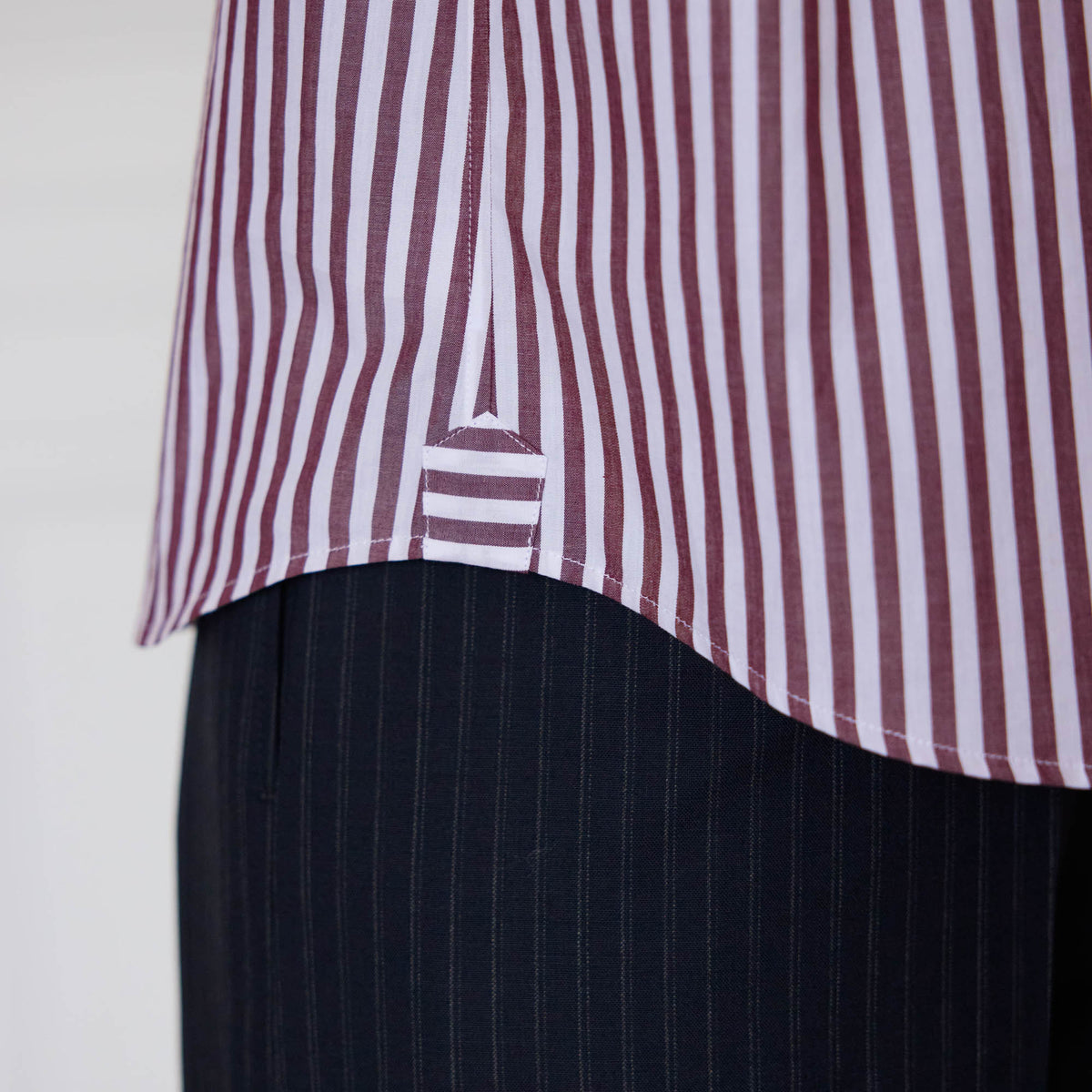 Burgundy striped cotton shirt