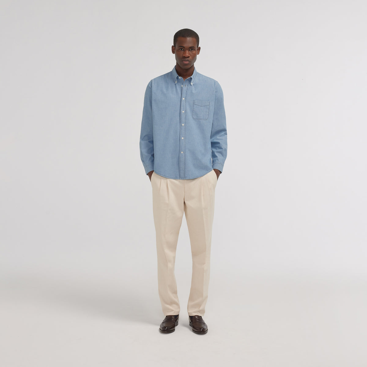 Chemise en chambray bleue