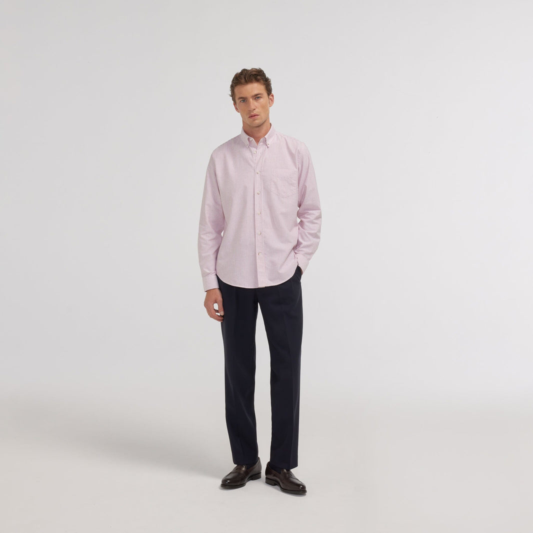 Chemise en oxford à rayures bordeaux