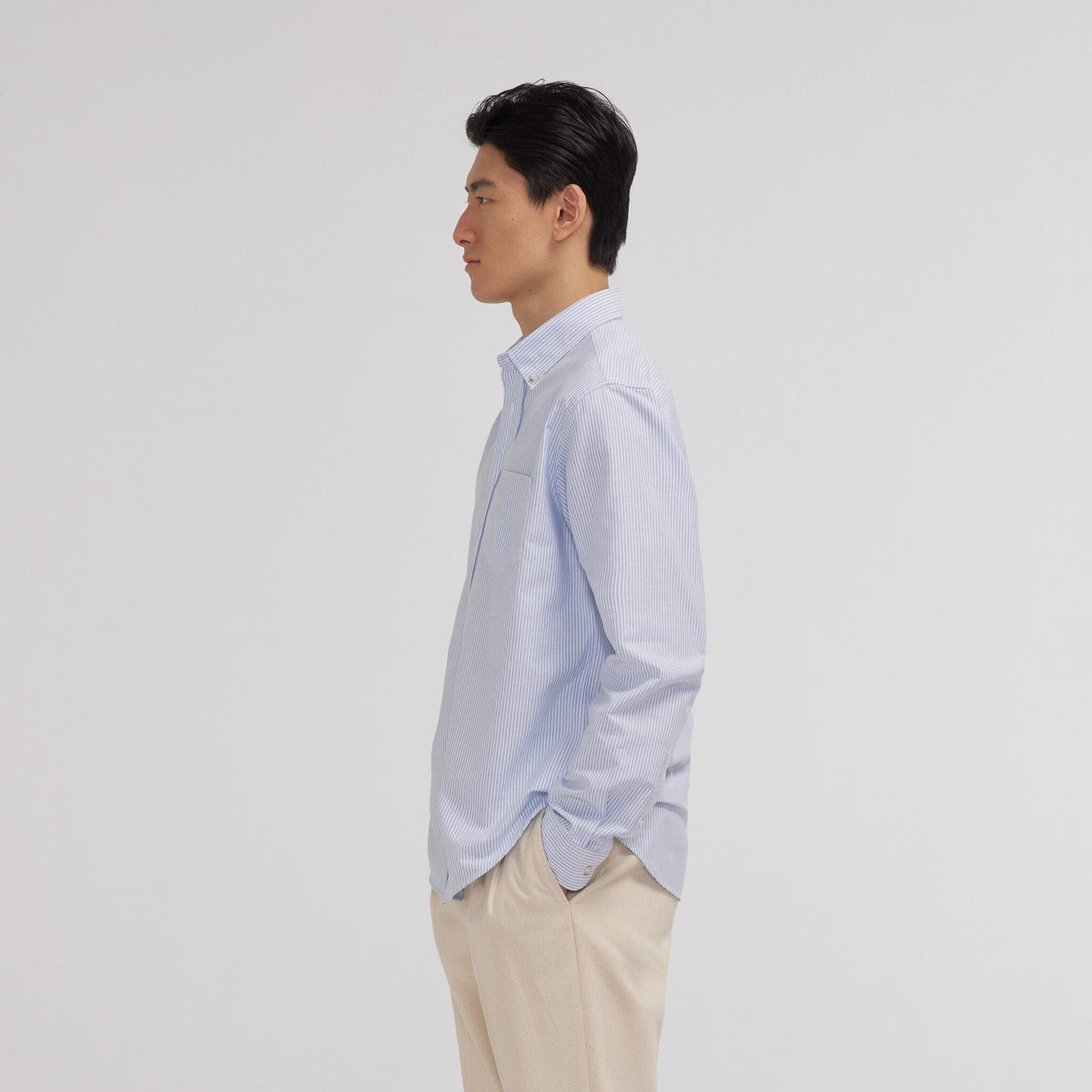 Chemise en oxford à rayures bleu ciel