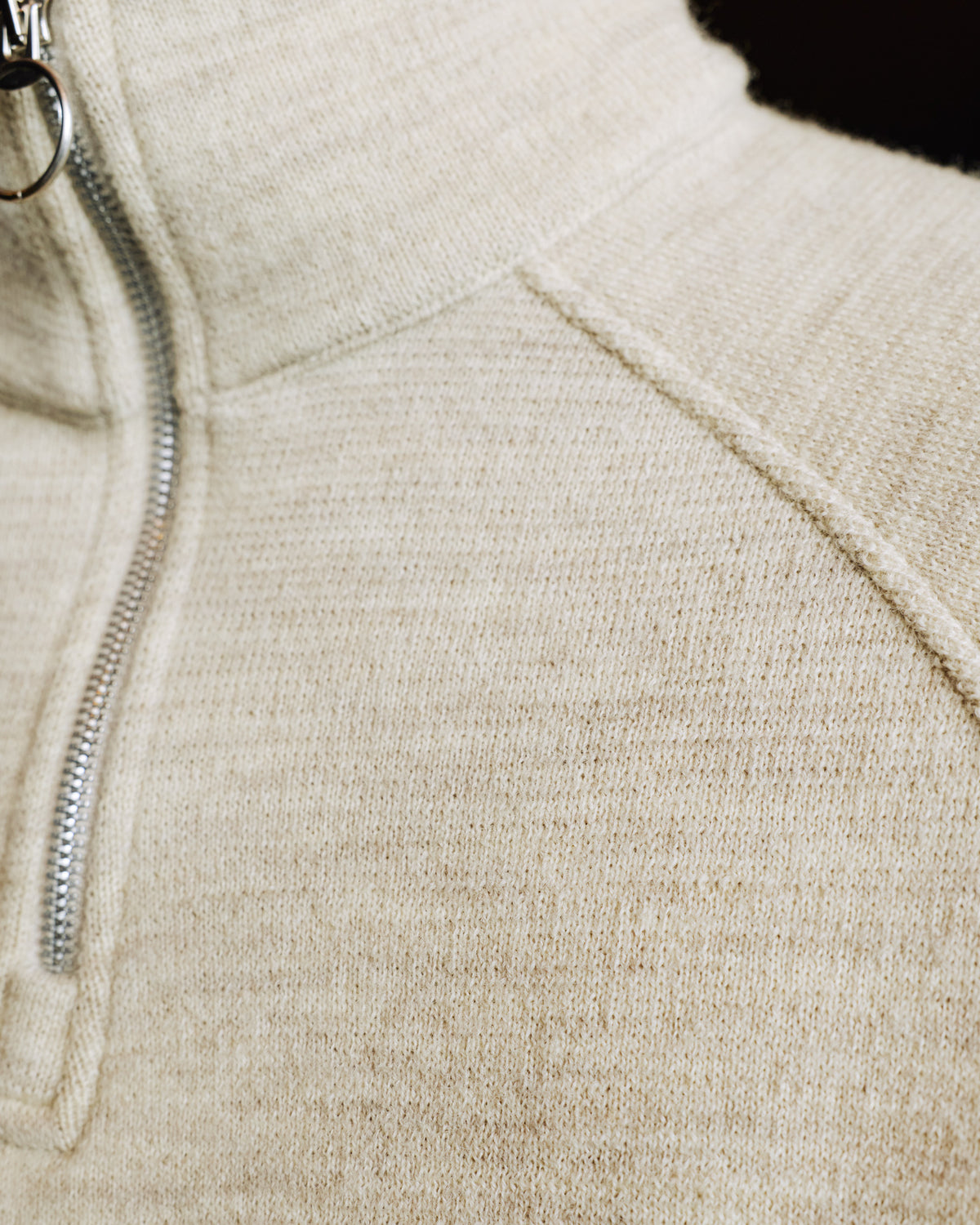 Sweat à col zippé en laine point milano écru