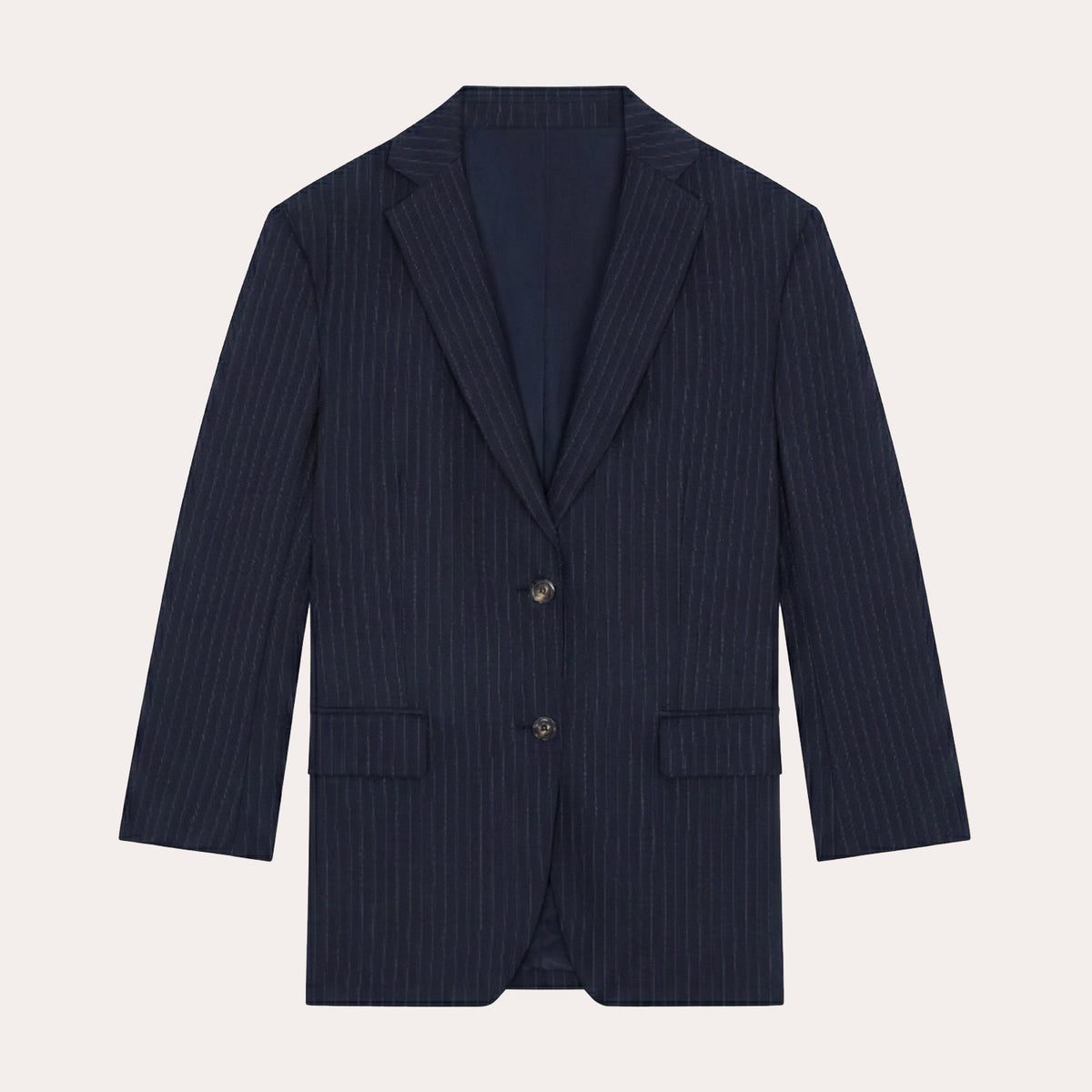 Veste tailleur en laine rayée marine