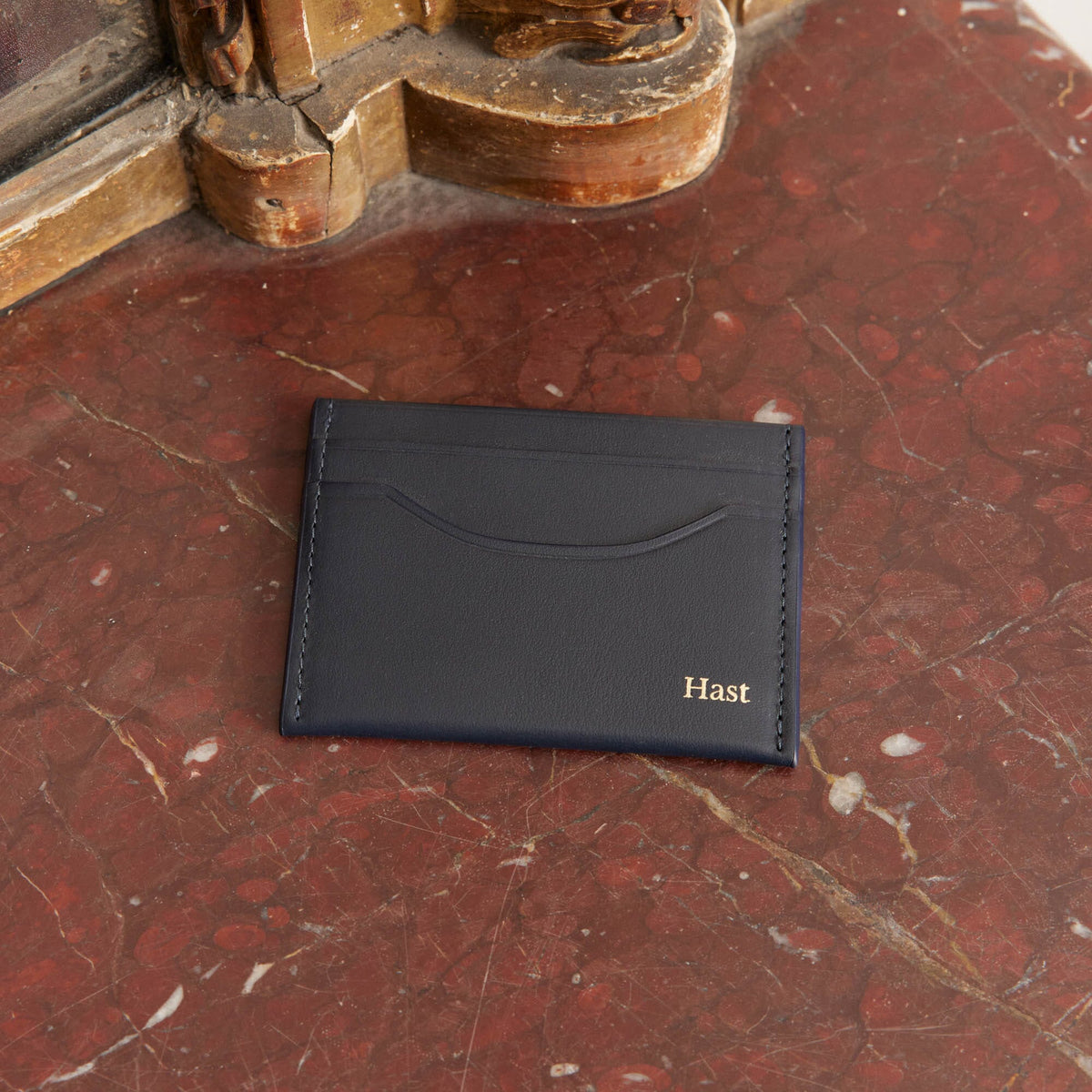 Porte-cartes en cuir lisse marine