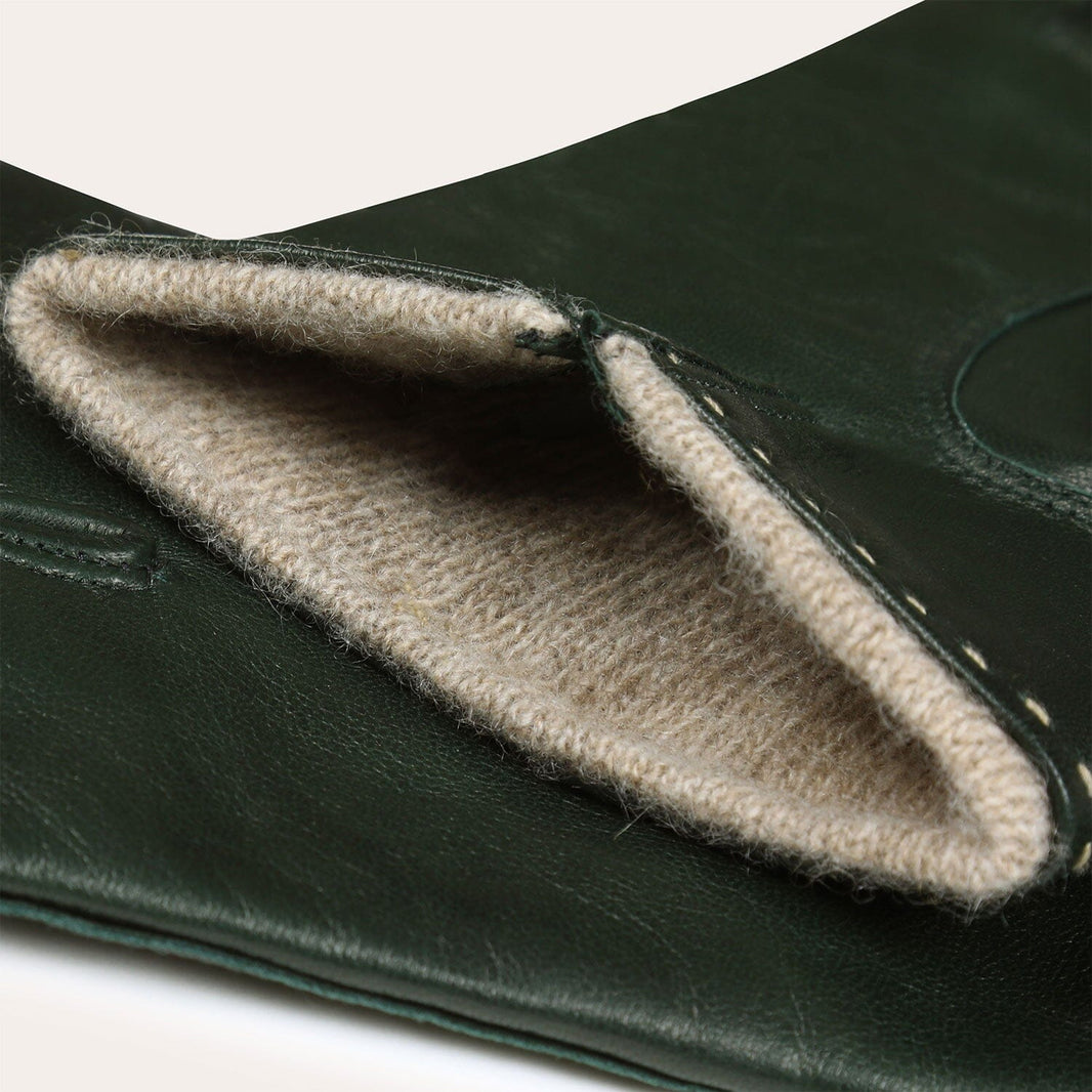 Gants en cuir vert forêt