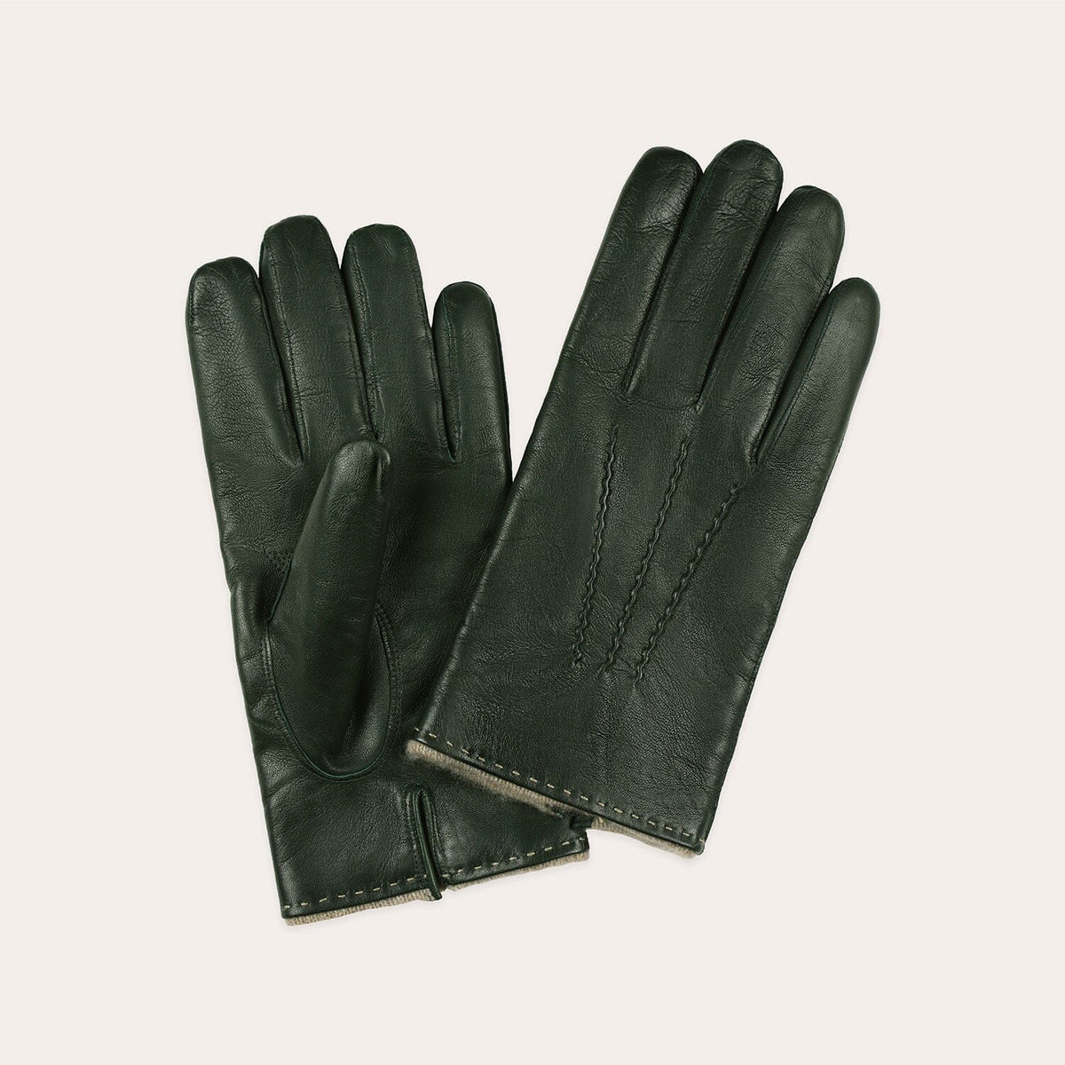 Forest green leather gloves