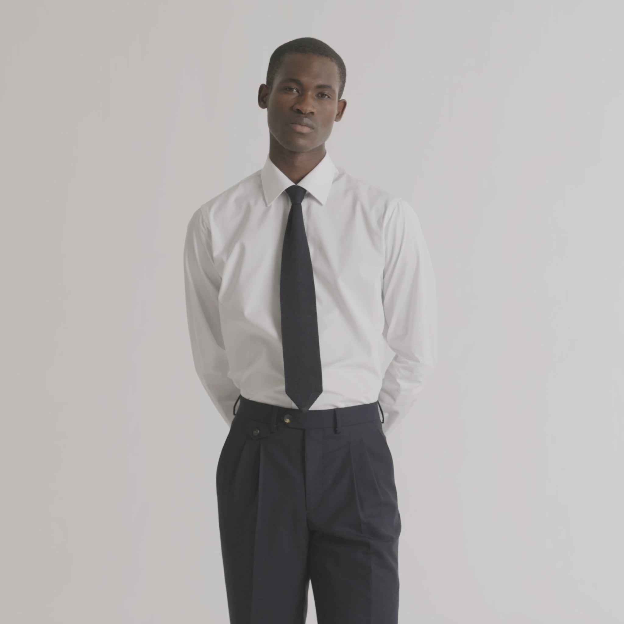 Chemise cintrée en popeline double retors blanche