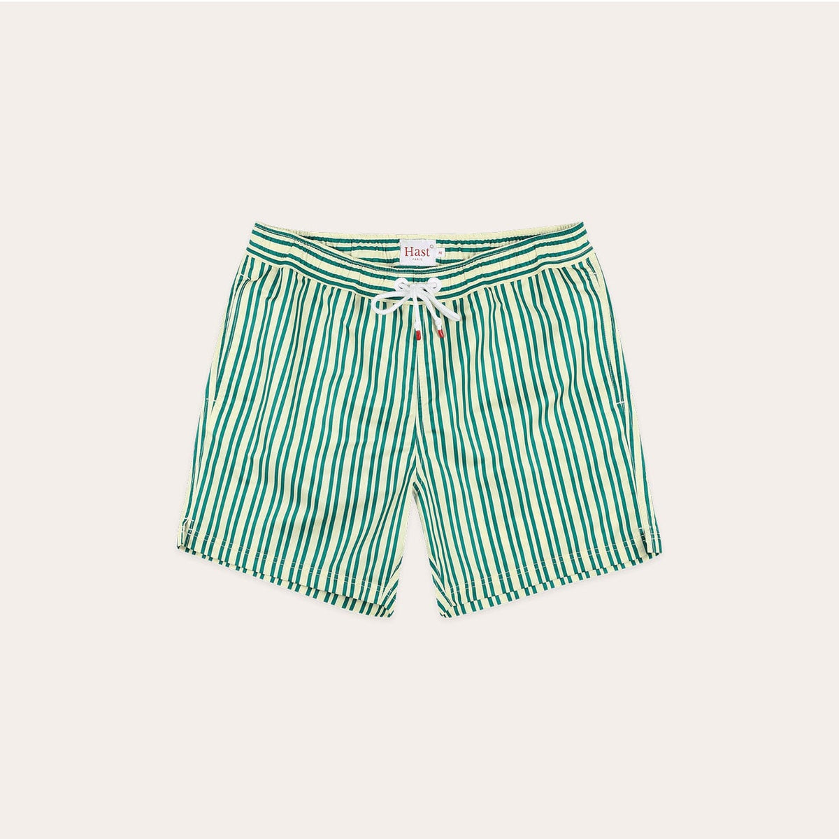 Badehose mit Streifen in Ecru und Grün